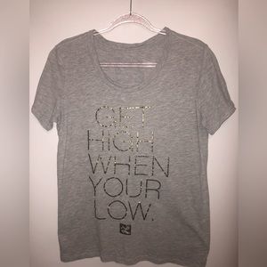 Lifted research group LRG Get High When Your Low Tee T- Shirt Gray Gold‎ Print S